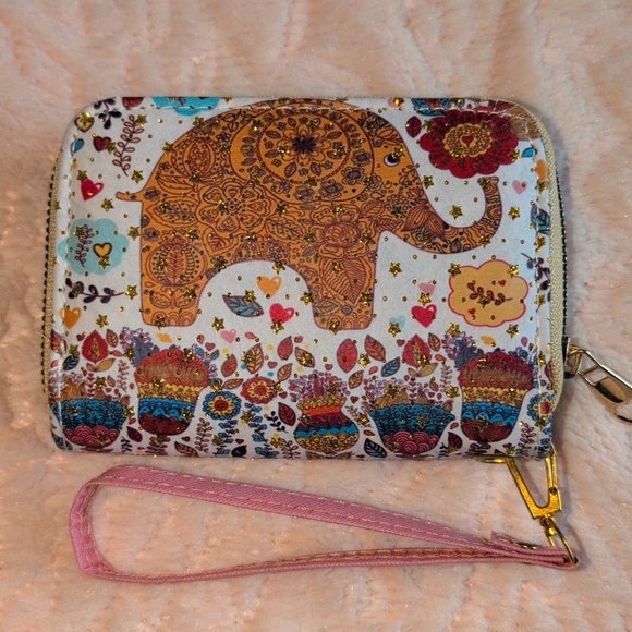 BNWOT Colorful Elephant Wallet/Coin Purse with Wrist Strap - Picture 6 of 6